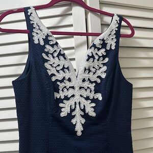 Lilly Pulitzer navy cotton pique shift dress Navy